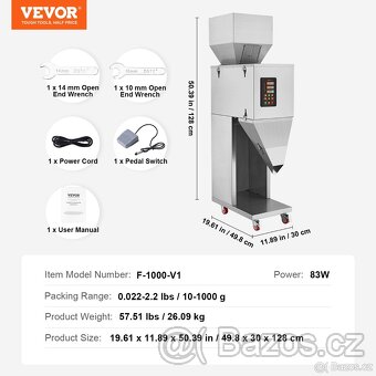 Automatická vážící plnička 10 - 1000g s nožním pedálem - 10