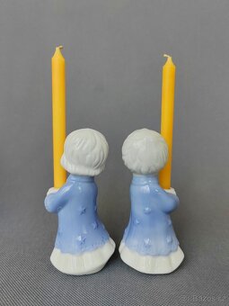 Nádherný modrobílé porcelánové dětské svícny - 10