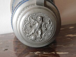 Starožitný historický cyklistický kameninový korbel - bier s - 10