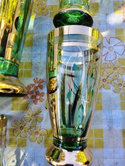 Zelený skleněný džbán a 5 skleniček - 10