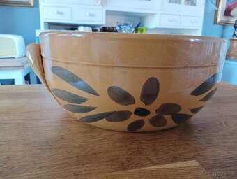 VELKÁ RUČNĚ MALOVANÁ KAMENINOVÁ ZADĚLÁVACÍ MÍSA FRANCIE - 10