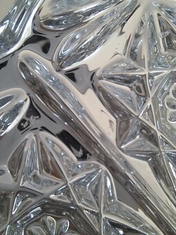 Skleněná, stříbrná retro mísa na nožce – lisované sklo - 10