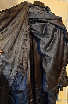 Pánský dlouhý černý kožený kabát styl křivák, hodně velký - 10