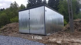 Nová plechová garáž 3x5, 6x5m, 2 třída, stavební buňka, skla - 10