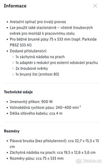 Elektrická pásová bruska Parkside - 10