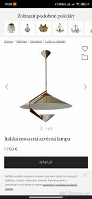 Italská mosazná závěsná lampa,lustr - 10