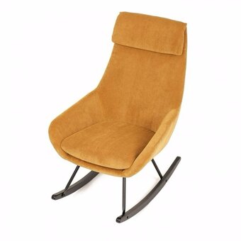 Křeslo houpací, potah žlutá, šedá manšestrová látka - 10