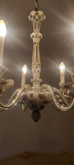 Starožitný malovaný skleněný lustr - 10