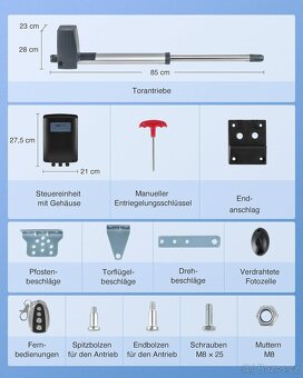 Pohony na dvoukřídlou bránu se zárukou až do 2x300kg - 10
