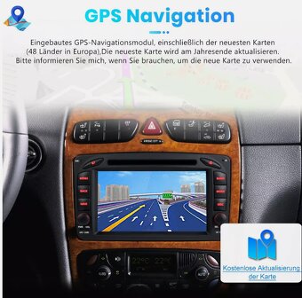 7" autorádio HD / DVD / CD / BT / GPS pro Mercedes CLK W209 - 10