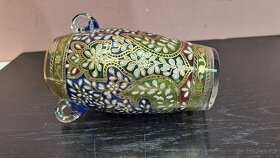 Starožitná skleněná váza s ručním smalt dekorem 6624 - 10