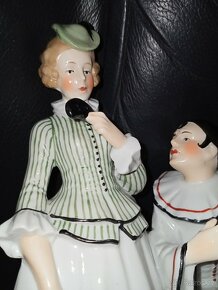 Fasold Stauch Pierrot a kolombína porcelán soška - 10