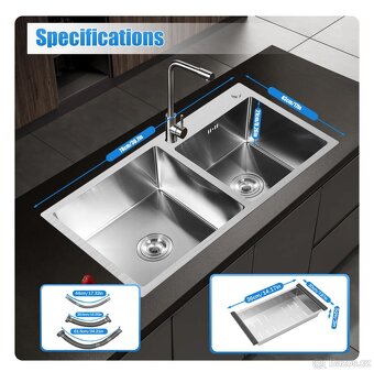 Kompozitní vestavný kuchyňský dřez 30" z nerezové oceli - 10