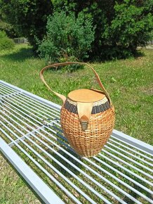 retro kabelka - soudek proutěná/kůže - 10