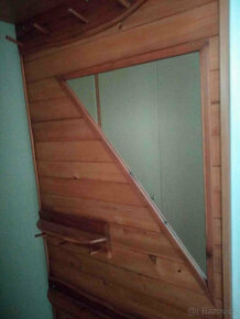 Předsíňová stěna,přírodní lakované dřevo se zrcadlem 174x70 - 10