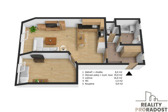 Pronájem prostorného bytu 2+kk, 67 m², Smetanovo nábřeží, Vy - 10