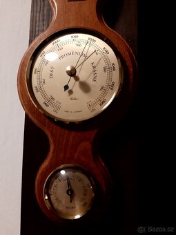 Barometr na dřevu,aneroid,analogová meteostanice - 10