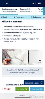 Teplovzdušný konvektor ETA Warmie Digi 1624 90000 bílý - 10
