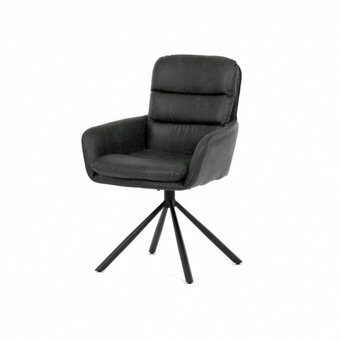 Otočná jídelní židle se šedou látkou a područkami - 10