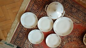 Porcelánové talíře, polévková mísa, retro sada, značená - 10