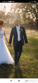 Pánský/chlapecký modrý oblek, slim, velikost 170/44 - 10