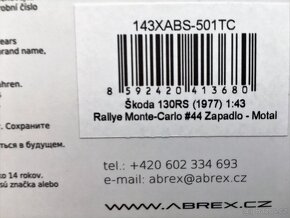 Model ŠKODA 130RS "RMC 1977" č 44 Abrex 1/43 - 10