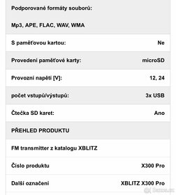 autonabíječka XBLITZ X300 Pro FM transmitter - 10