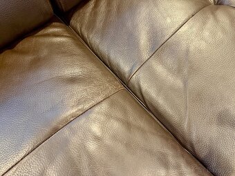 Kožená hnědá sedací souprava DeFo - 10