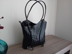 Genuine Leather dámská kabelka batůžek 2v1 kožená nová - 10