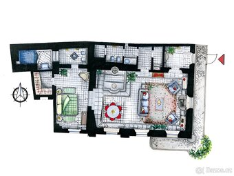 Pronájem bytu 2+1, 92 m2 + 20 m2, Praha 1 - Malá Strana, Vla - 10