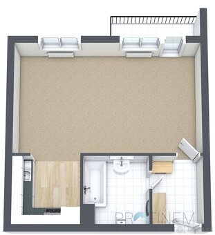 Pronájem bytu 1+kk 40 m² s balkónem - 10
