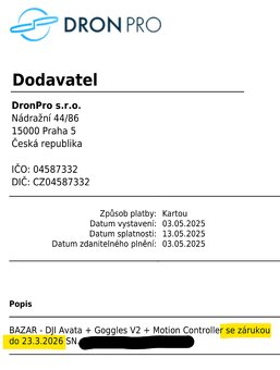 DJI Avata+Goggles V2+Motion Controller. Záruka do 23.3.2026 - 10