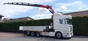 Scania R 580 V8 - 8x4 – Valník + HR-HMF 3220 K7 – EURO 6 - 10