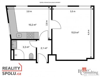 Pronájem, byty/1+1, 32 m2, Pod Petřínem 212/1, 46606 Jablone - 10