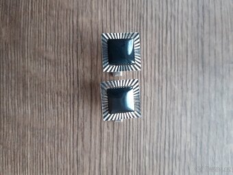 Stříbrné manžetové knoflíčky s hematitem-nenošené - 10