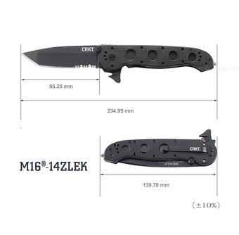 Taktický zatvárací nôž CRKT M16-04ZLEK Tanto Blackout (nový) - 10