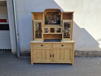 LUXUSNÍ VELKÁ KREDENC-MALBA NA PLATNĚ-VŠE PŮVODNÍ - 10