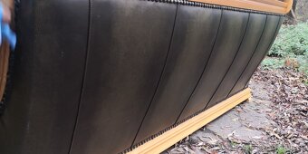 Kožená sedací souprava 3+1+1 s masiv dub. dřevem TOP STAV - 10