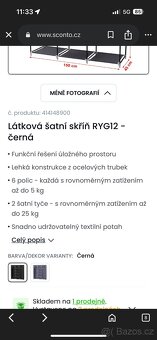 Látková šatní skříň černá - 10