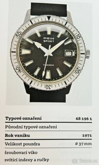 Československé mechanické vintage retro hodinky PRIM Sport 1 - 10