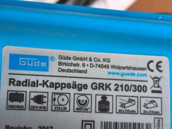 Prodám NEPOUŽITOU pokosovou pilu s posuvem GÜDE GRK 210/300 - 10