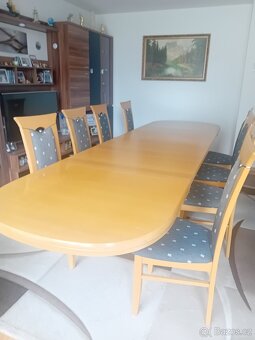 oválný, rozkládací, jídelní stůl, 6x čalouněná židle - 10