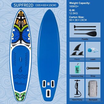 Paddleboard 335×83×15 cm, lehký a s kompletní výbavou - 10