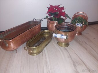 Staré MOSAZNÉ A MĚDĚNÉ NÁDOBY+kotlíky - 10
