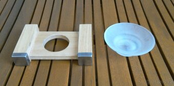 Třídílná koupelnová souprava – světlé dřevo, kov, sklo - 10