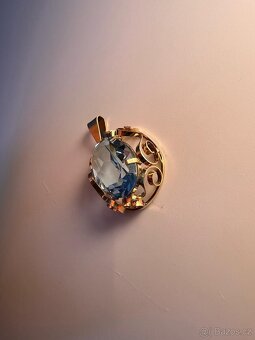 💎Krásný zlatý přívěsek s akvamarínem 585 – 4,44 g - 10