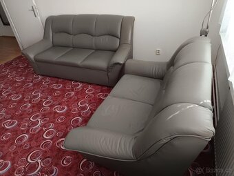 Kožená sedací souprava DUBAJ LUX 3+2 (tmavší šedá) - 10