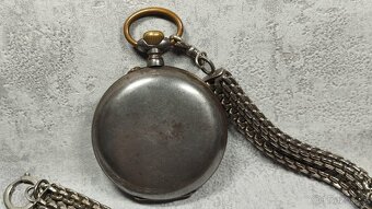Velké dvouplášťové kapesní hodinky Régulatéur + retez - 10