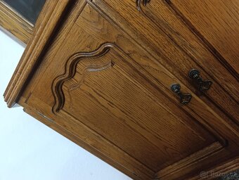 Rustikální příborník / rohová komoda + vitrína, masív - 10