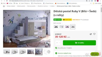 Nová multifunkční patrová postel, psací stůl, skříň - 10